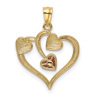 14K Two-tone and White Rhodium Polished Hearts Pendant view 3