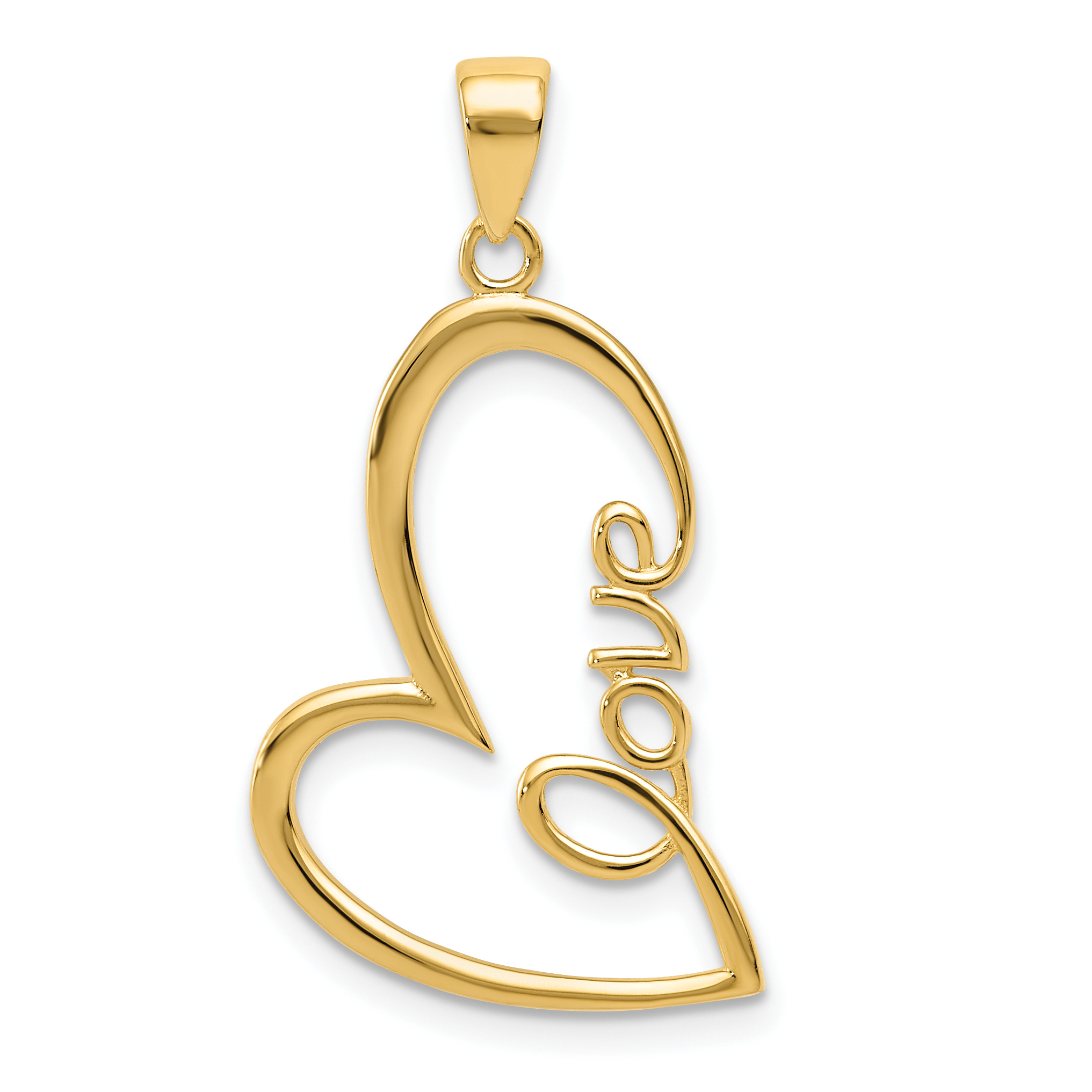 14k Gold Polished LOVE Heart Pendant (K5870)