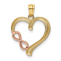 14K Two-tone Polished Infinity Heart Pendant view 3