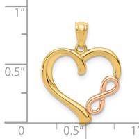 14K Two-tone Polished Infinity Heart Pendant view 4