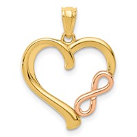 14K Two-tone Polished Infinity Heart Pendant view 1