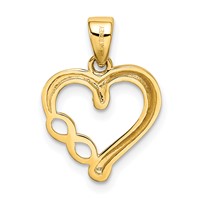 14K and White Rhodium Infinity Heart Pendant view 3