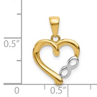 14K and White Rhodium Infinity Heart Pendant view 4