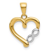 14K and White Rhodium Infinity Heart Pendant view 1