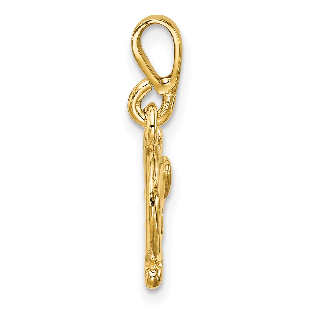 14k Gold Polished Bow and Arrow Pendant (K5874)