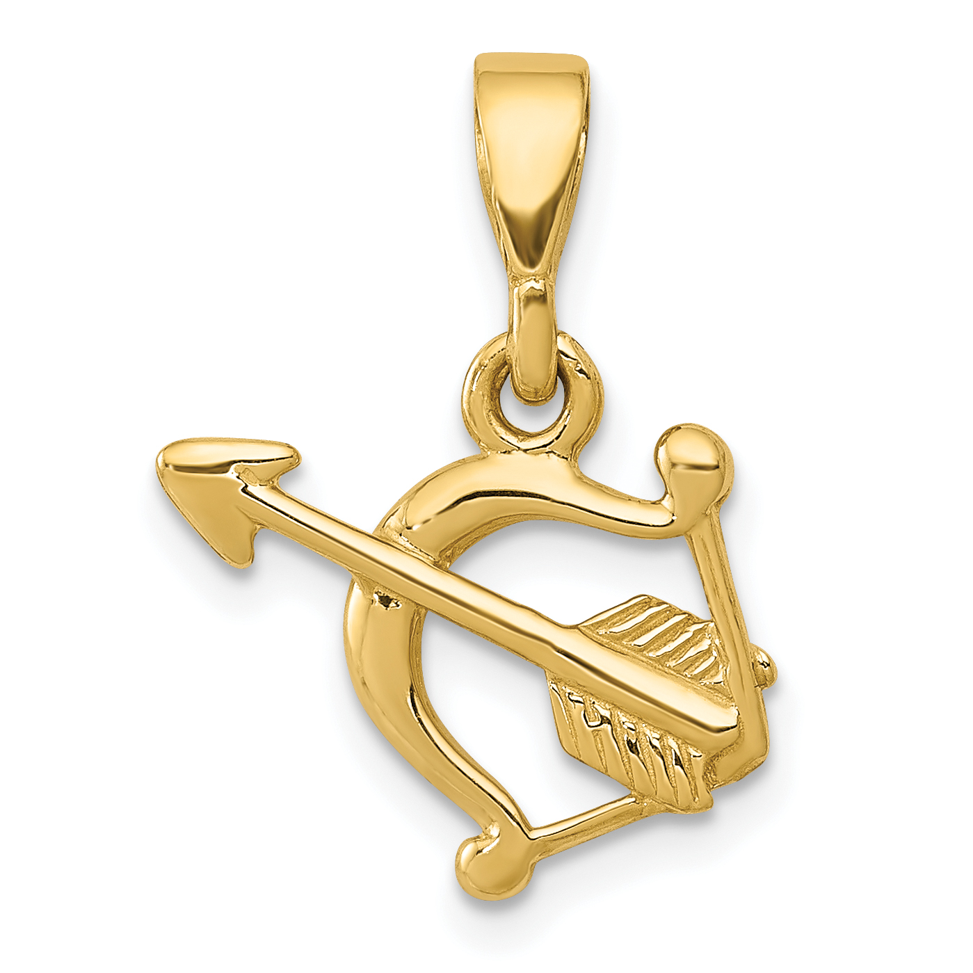 14k Gold Polished Bow and Arrow Pendant (K5874)