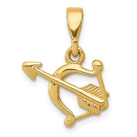 14K Yellow Gold Gold Polished Bow and Arrow Pendant view 1