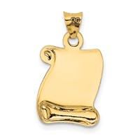 14K Yellow Gold Polished and Textured I Love You Scroll Pendant view 3