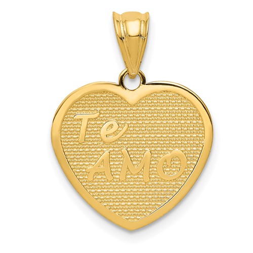 14K Yellow Gold Polished TE Amo Heart Pendant