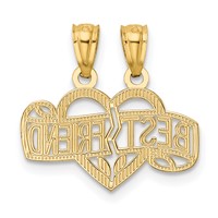 14K Yellow Gold Diamond-cut 2-Piece Break-Apart Best Friend Heart Pendant view 3