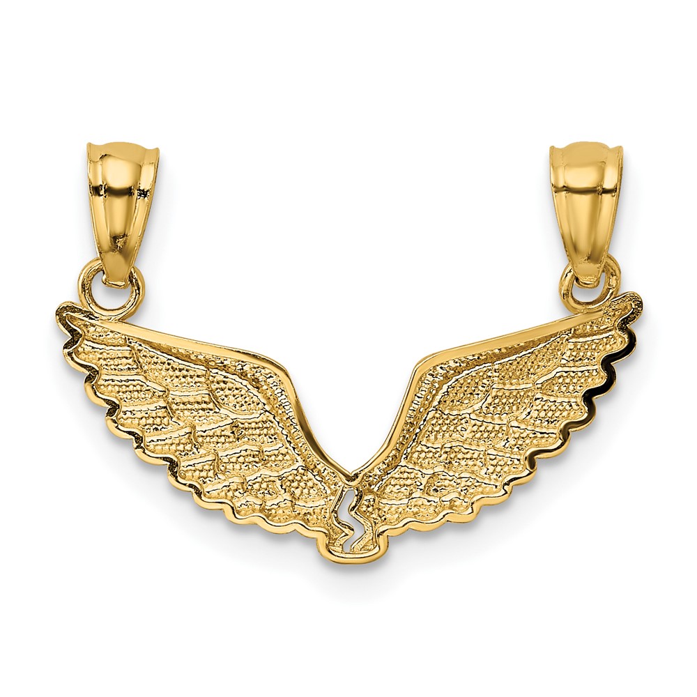 14K Polished 2 Piece Break Apart Angel Wings Pendants (K5883)