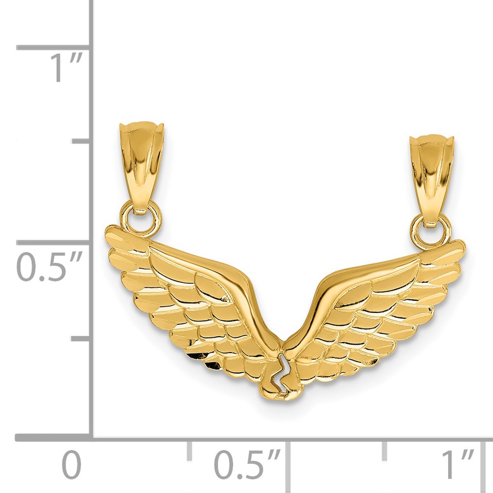 14K Polished 2 Piece Break Apart Angel Wings Pendants (K5883)