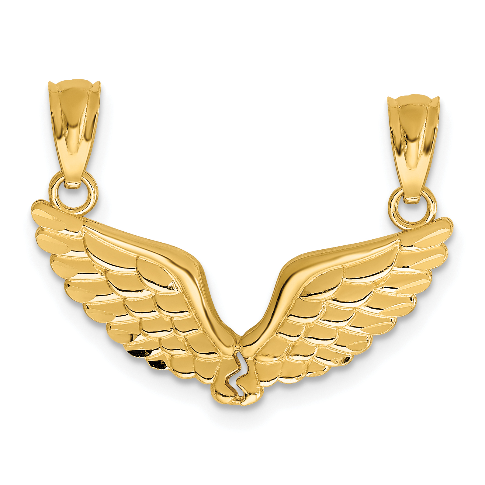 14K Polished 2 Piece Break Apart Angel Wings Pendants (K5883)