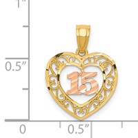 14K Two-tone Diamond-cut 15 Pendant view 4