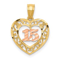 14K Two-tone Diamond-cut 15 Pendant view 1