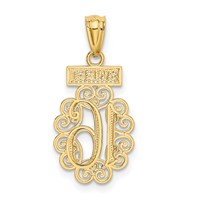 14K Pendant with White Rhodium Filigree Sweet 16 view 3
