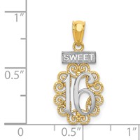 14K Pendant with White Rhodium Filigree Sweet 16 view 4