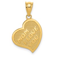 14K Yellow Gold Polished Mom I Love You Cross Reversible Heart Pendant view 1