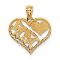 14K Yellow Gold Polished Mom and Heart in Heart Pendant view 4