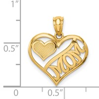 14K Yellow Gold Polished Mom and Heart in Heart Pendant view 3