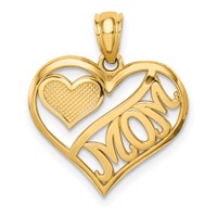 14K Yellow Gold Polished Mom and Heart in Heart Pendant view 1
