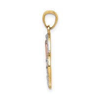 14K Two-tone Pendant with White Rhodium Diamond-cut Mom Heart view 2