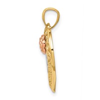 14K Two-tone Pendant with White Rhodium Diamond-cut Mom in Heart with Rose view 2