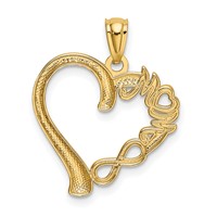 14K Yellow Gold Polished Mom in Heart Pendant with Infinity Symbol view 3