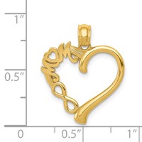 14K Yellow Gold Polished Mom in Heart Pendant with Infinity Symbol view 4