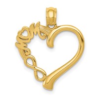 14K Yellow Gold Polished Mom in Heart Pendant with Infinity Symbol view 1