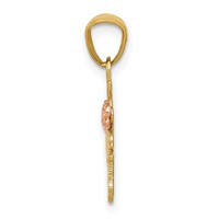 14K Two-tone Diamond-cut #1 Grandma Pendant with Rose view 2
