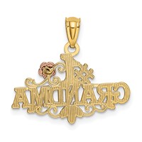14K Two-tone Diamond-cut #1 Grandma Pendant with Rose view 3