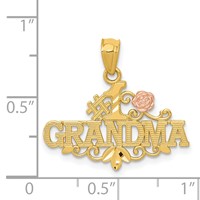 14K Two-tone Diamond-cut #1 Grandma Pendant with Rose view 4