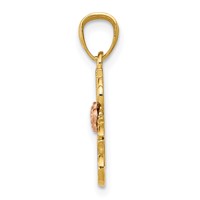 14K Two-tone Pendant with White Rhodium Diamond-cut #1 Nana with Rose view 2