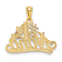 14K Two-tone Pendant with White Rhodium Diamond-cut #1 Nana with Rose view 3