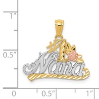 14K Two-tone Pendant with White Rhodium Diamond-cut #1 Nana with Rose view 4