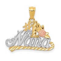14K Two-tone Pendant with White Rhodium Diamond-cut #1 Nana with Rose view 1