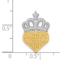 14K and White Rhodium Daddys Little Girl Heart with Crown Chain Slide view 4