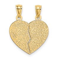 14K Yellow Gold Satin and Polished Daughter-mom 2-Piece Break-Apart Heart Pendant view 3