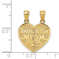 14K Yellow Gold Satin and Polished Daughter-mom 2-Piece Break-Apart Heart Pendant view 4