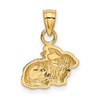 14K Yellow Gold Polished Rabbit Pendant view 3