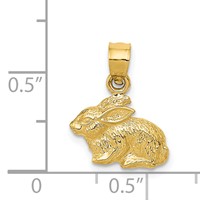14K Yellow Gold Polished Rabbit Pendant view 4