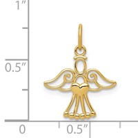 14K Yellow Gold Polished Small Angel Pendant with Heart view 4