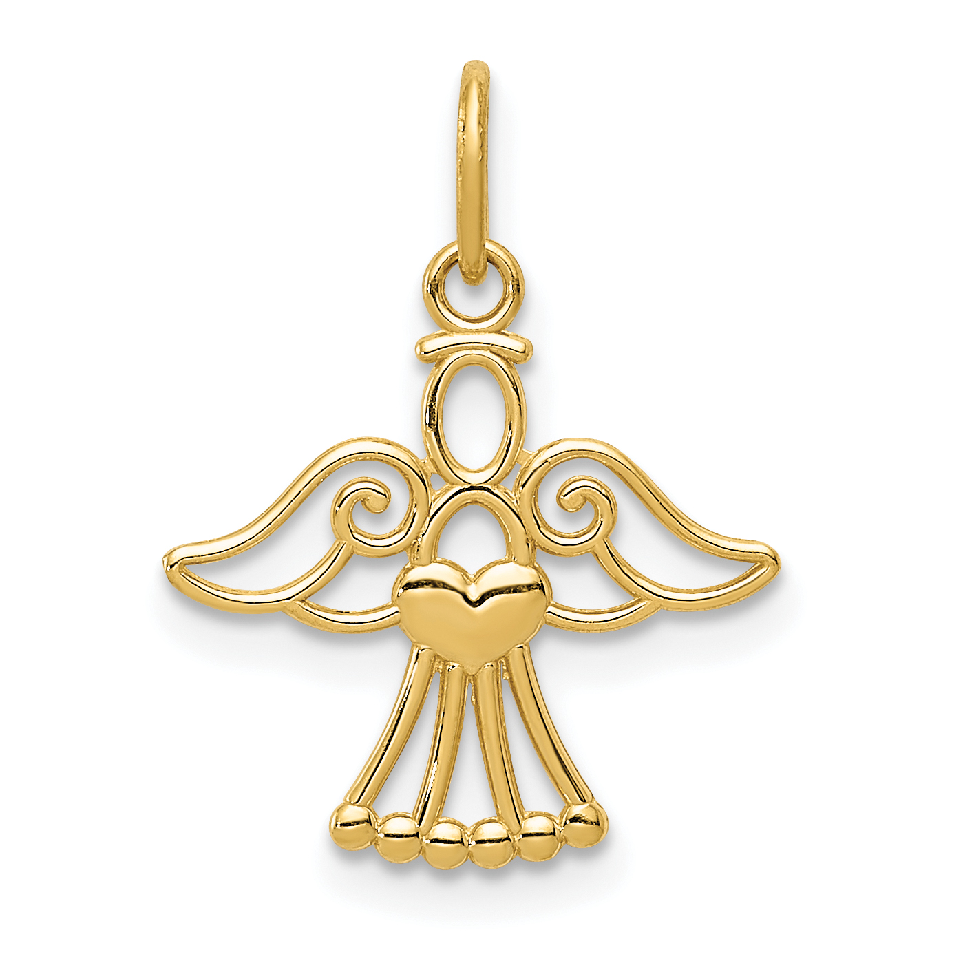 14k Polished Small Angel w/Heart Pendant (K5910)