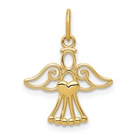 14K Yellow Gold Polished Small Angel Pendant with Heart view 1