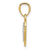 14K and White Rhodium Polished Guardian Angel in Heart Pendant view 2