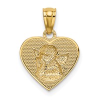 14K and White Rhodium Polished Guardian Angel in Heart Pendant view 3