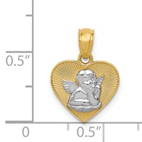 14K and White Rhodium Polished Guardian Angel in Heart Pendant view 4