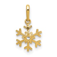 14K Yellow Gold Polished CZ Snowflake Charm view 3