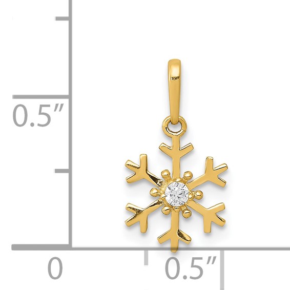 14k Polished CZ Snowflake Charm